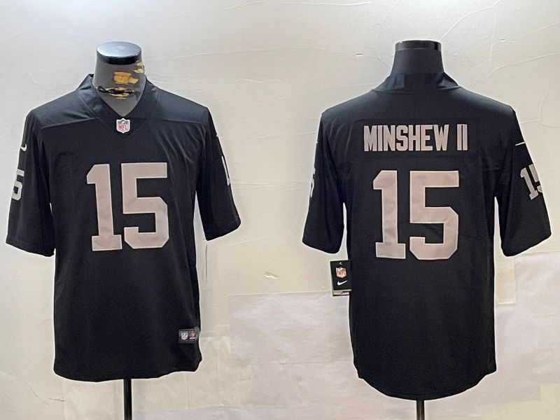 Men Oakland Raiders #15 Minshew ii Black 2024 Nike Vapor Limited NFL Jersey style 8->youth nfl jersey->Youth Jersey